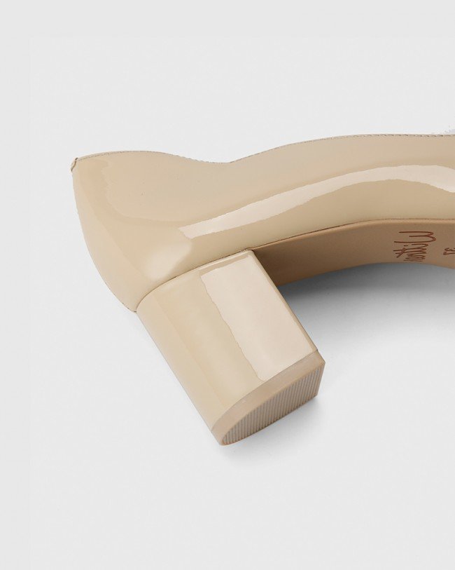 Wittner Lynn Honey Patent Almond Toe Block Heel
