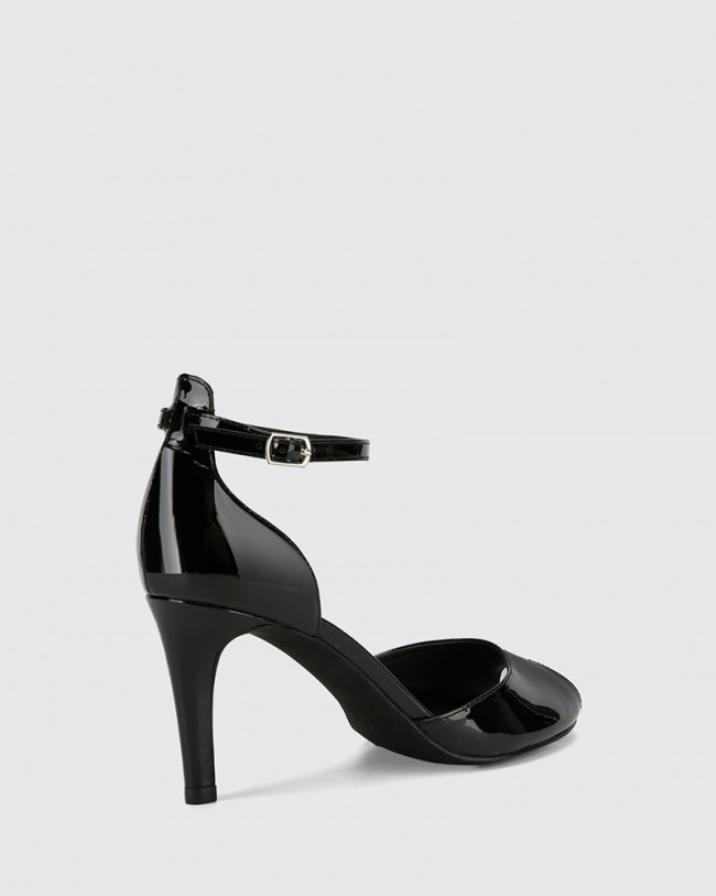 Wittner Inka Black Patent Leather Stiletto Heel Sandal