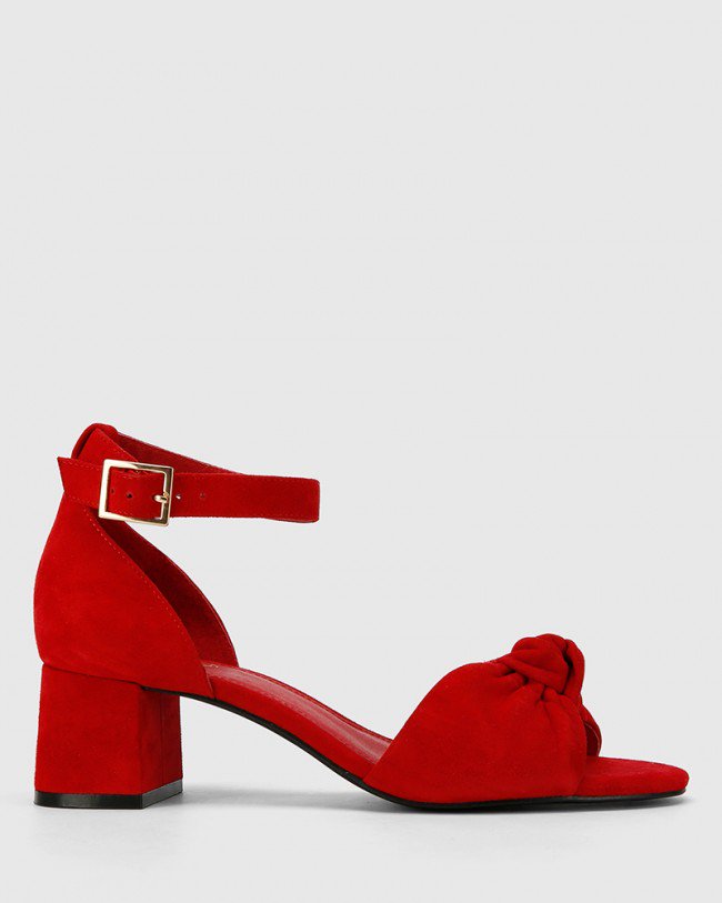 Wittner Isadore Red Suede Block Heel Sandal