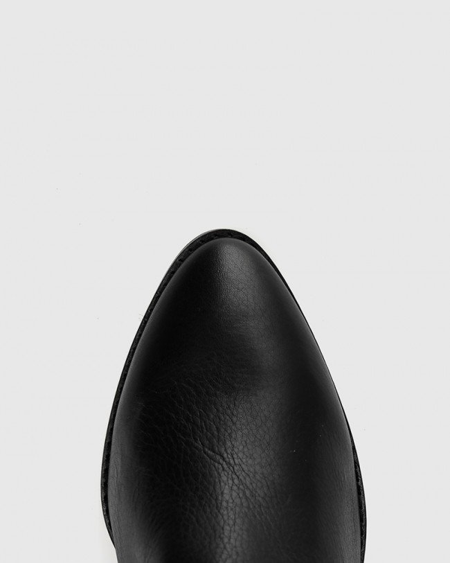 Wittner Kerrence Black Leather Block Heel Harness Ankle Boot