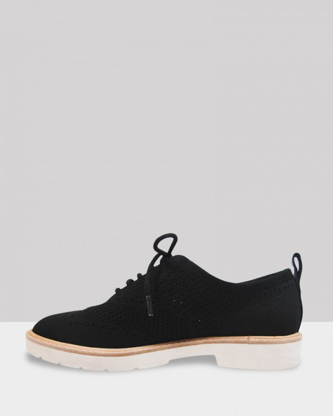 Wittner Dali Black Knit Lace Up Brogue
