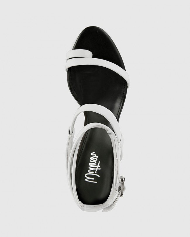 Wittner Regeena White Leather Block Heel Sandal