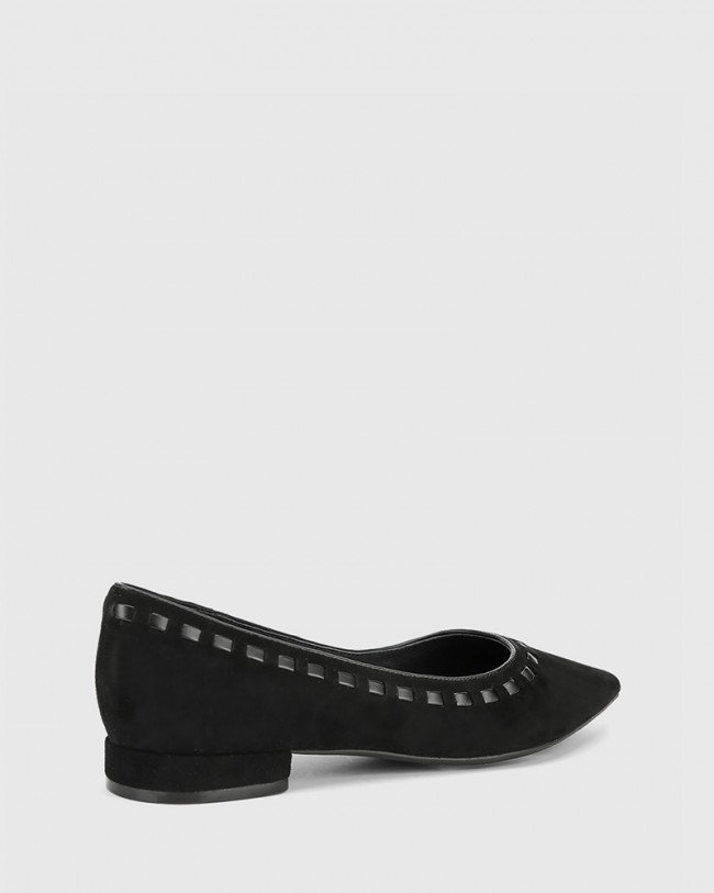 Wittner Mallory Black Suede Leather Pointed Toe Loafer