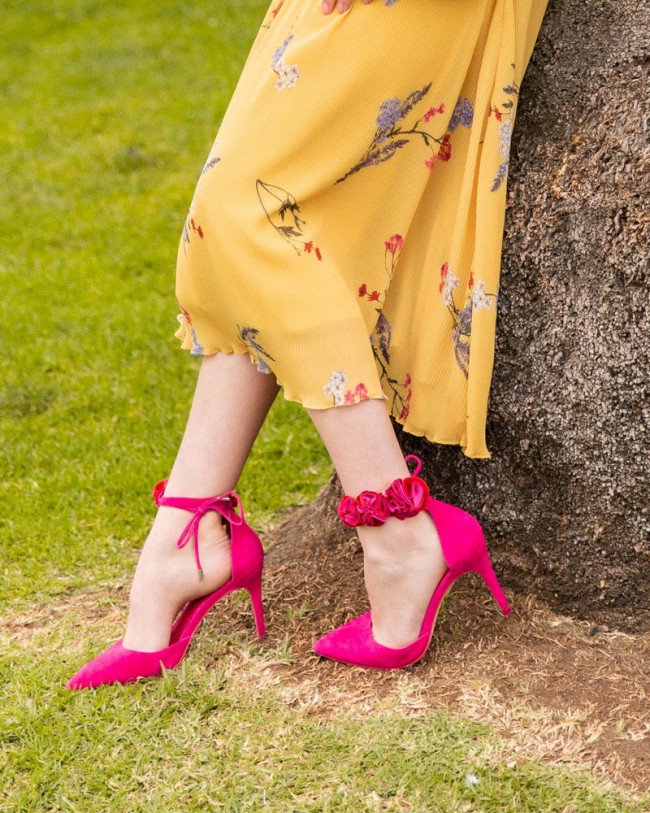 Wittner Helenka Hot Pink Suede Flower Detail Stiletto Heel