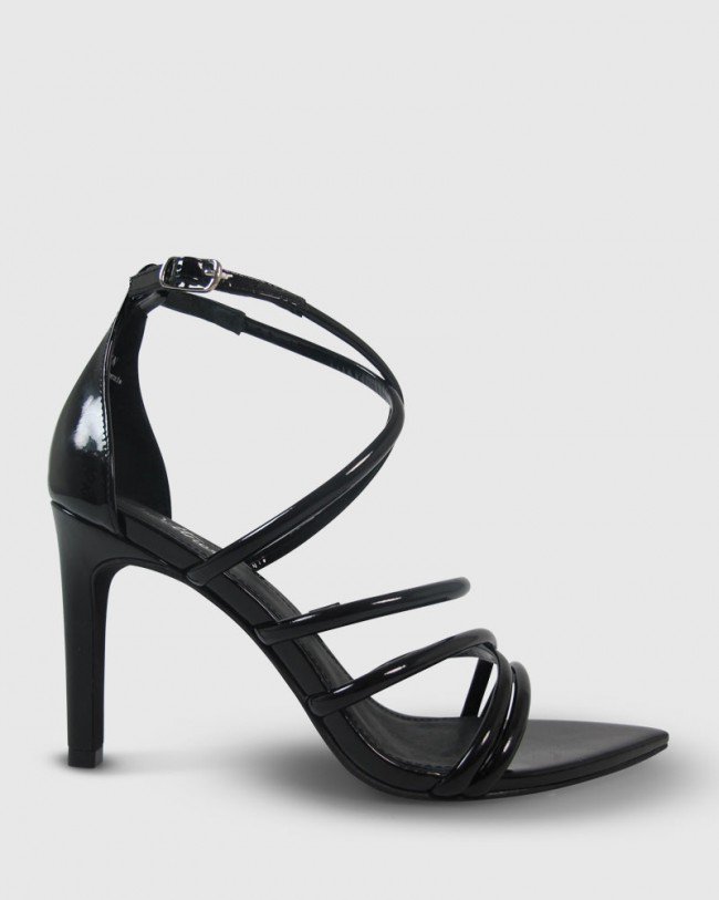 Wittner Reaghan Black Patent Open Toe Stiletto Heel Sandal