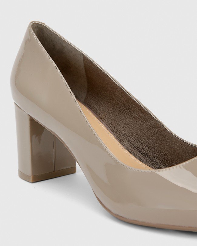 Wittner Dalena Stone Patent Pointed Toe Block Mid Heel