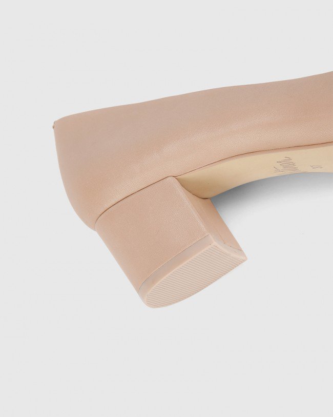 Wittner Gardenia New Flesh Leather Block Heel Pointed Toe Pump
