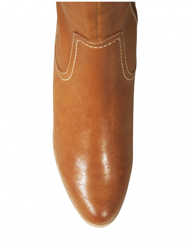 Wittner Graham Cognac Leather Block Heel Knee High Boot