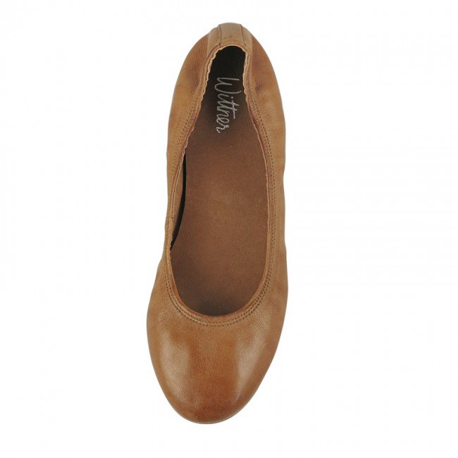 Wittner Cedric Brandy Leather Elasticated Ballet Flat