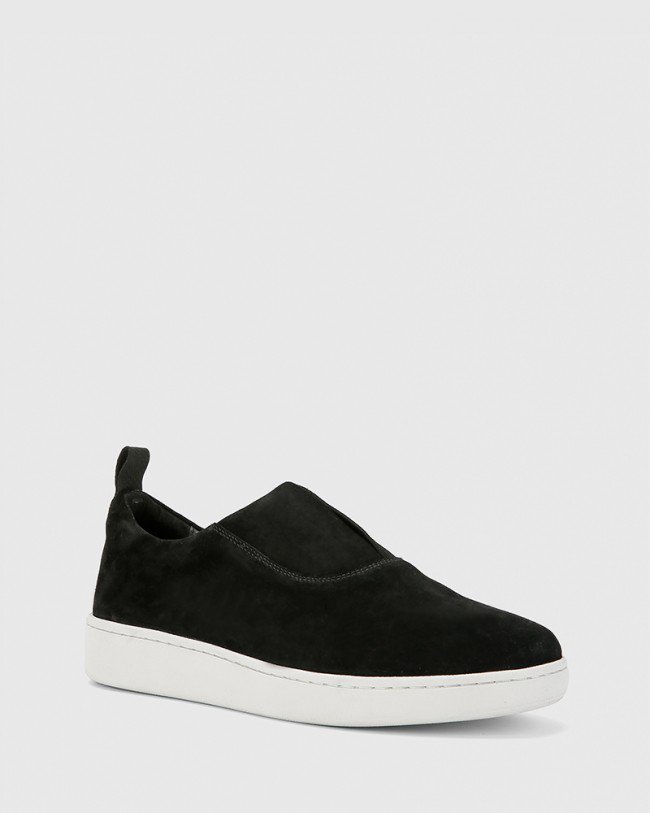 Wittner George Black Suede Leather Slip On Sneaker