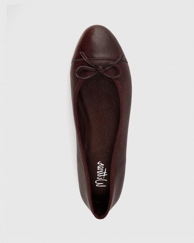 Wittner Annie Wine Leather Almond Toe Ballet Flat