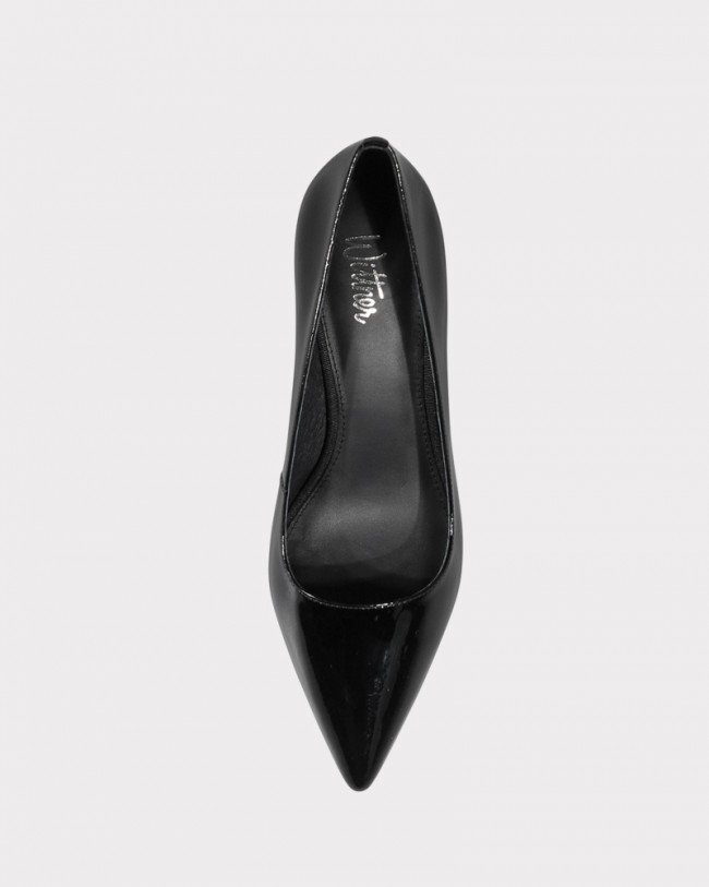 Wittner Delores Black Patent Pointed Toe Mid Heel