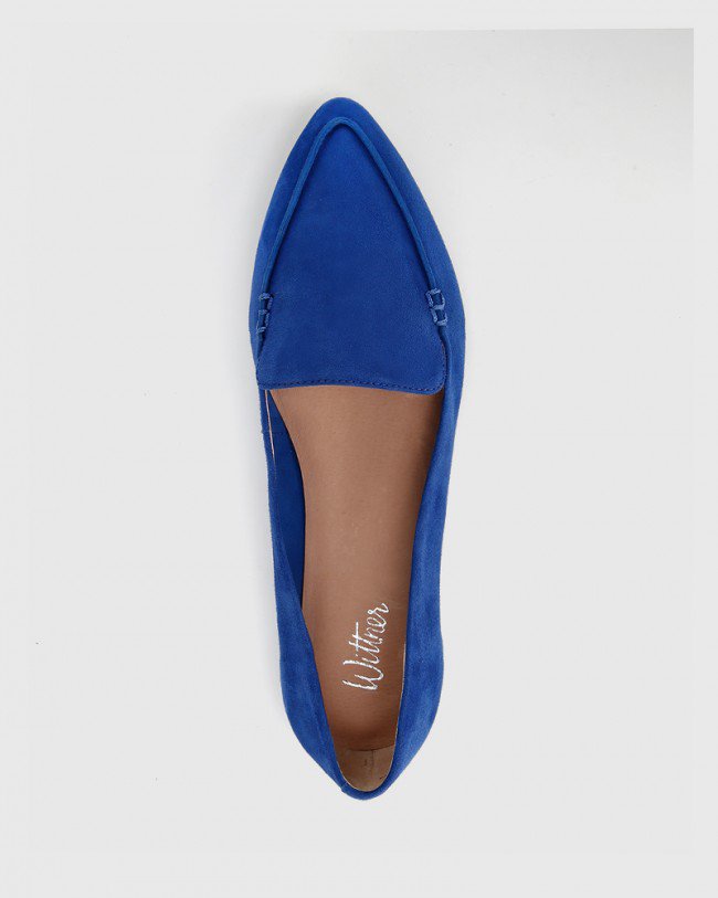 Wittner Packer Cobalt Blue Suede Leather Flat Point Toe