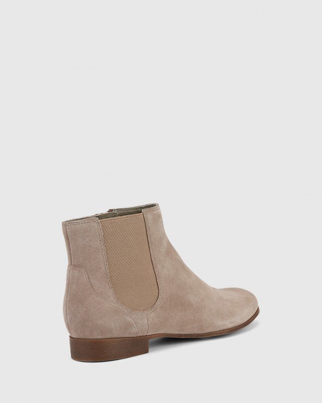 Wittner Daley Stone Suede Round Toe Double Gusset Ankle Boot