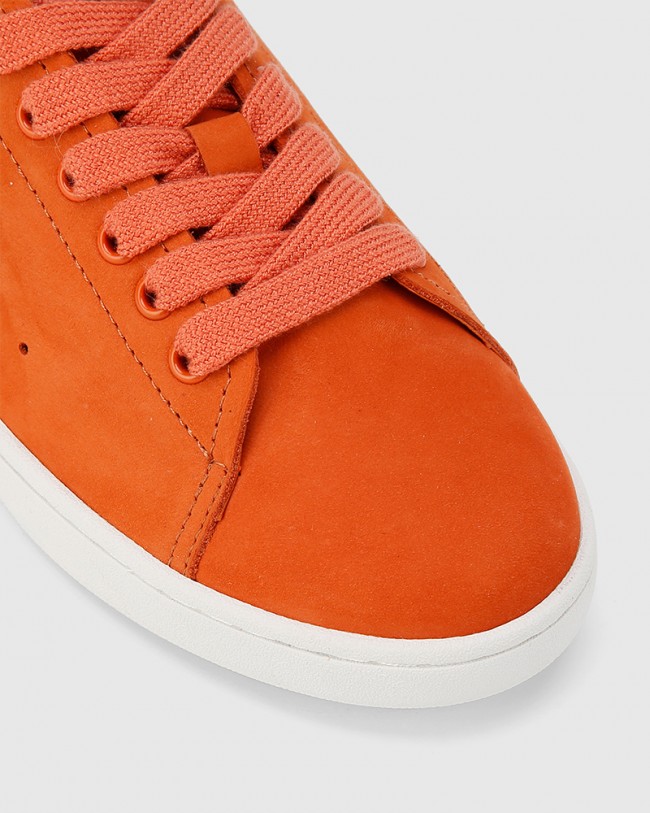 Wittner Graphite Burnt Orange Nubuck Leather Lace Up Sneaker