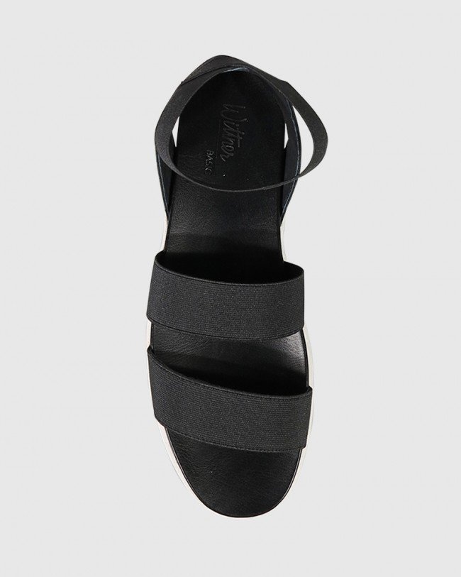 Wittner Jadine Black Elastic Flatform Sandal