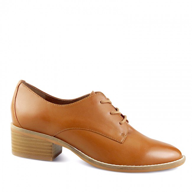 Wittner Farris Tan Leather Block Heel Brogue