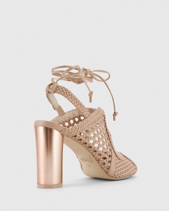 Wittner Rosy Nude Weave Block Heel Sandal