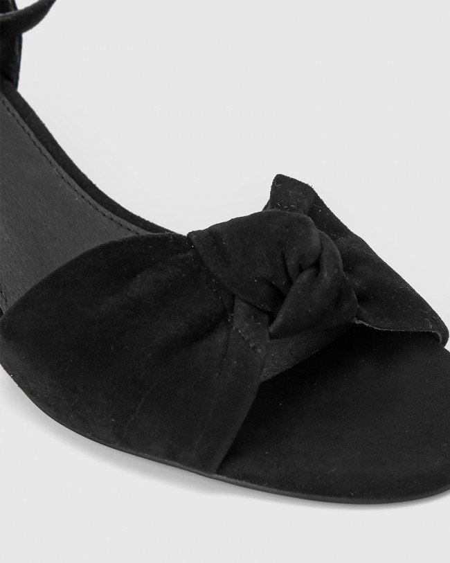 Wittner Isadore Black Suede Block Heel Sandal