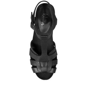 Wittner Carlino Black Leather Block Heeled Sandal