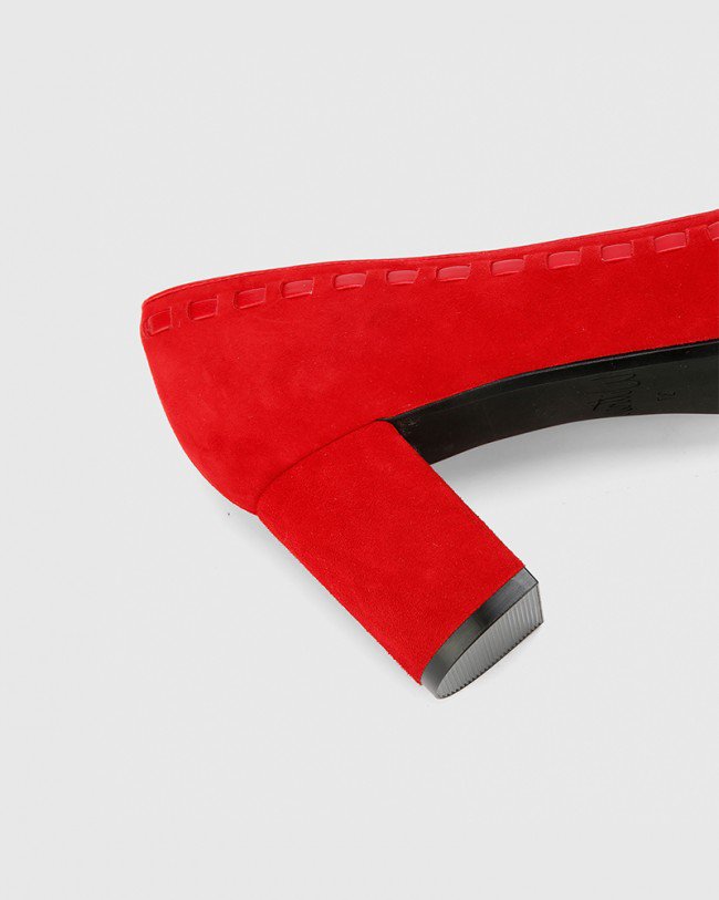 Wittner Dallory Red Suede Leather Pointed Toe Block Heel