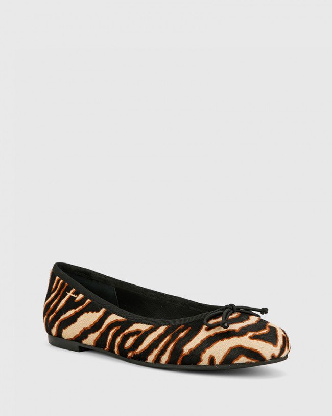 Wittner Collies Chocolate Zebra Pony Hair Leather Ballet Flat