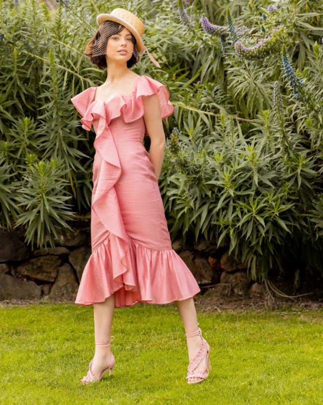 Wittner Aimee Powder Pink Suede Frill Detail Stiletto Heel Sandal