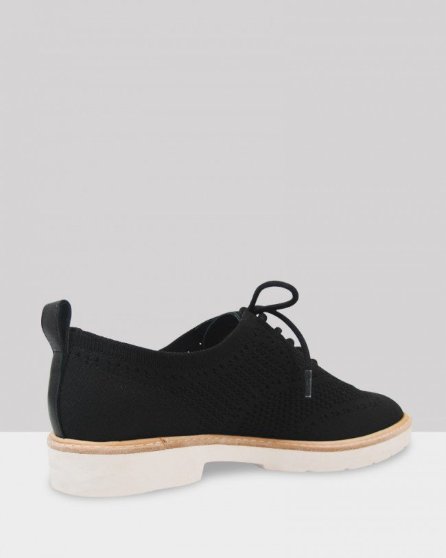 Wittner Dali Black Knit Lace Up Brogue