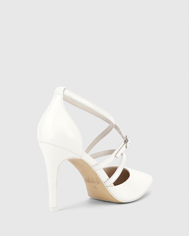 Wittner Hanisha White Leather Point Toe Stiletto Heel