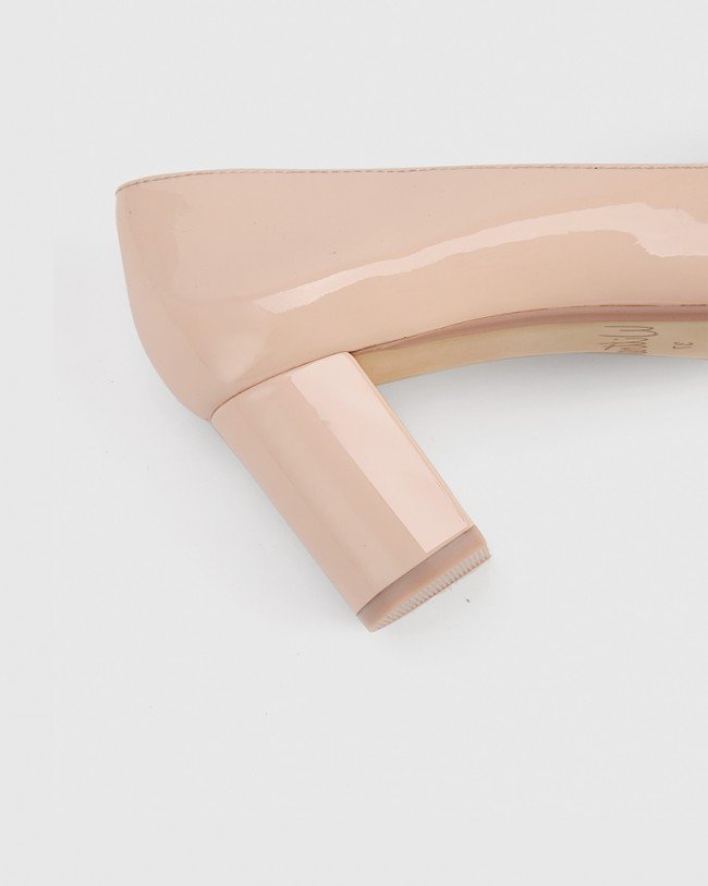 Wittner Dalena Pink Patent Pointed Toe Block Mid Heel