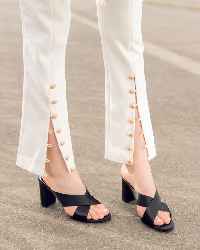 Wittner Ivette Black Satin Block Heel Mule