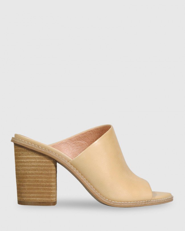 Wittner Fonta Nude Leather Open Toe Block Heel