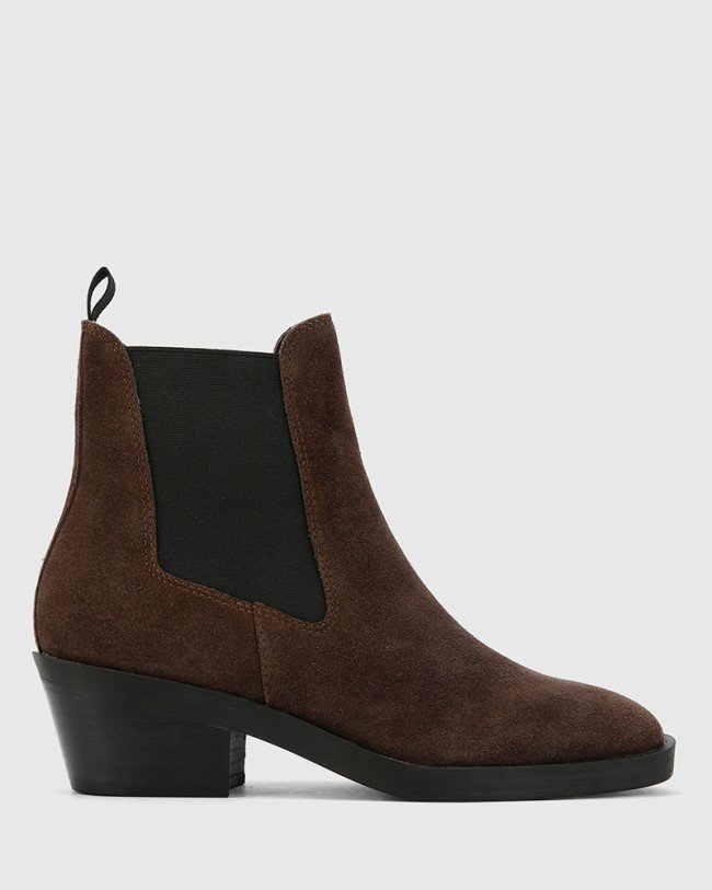 Wittner Isaac Brown Suede Leather Pull On Ankle Boot