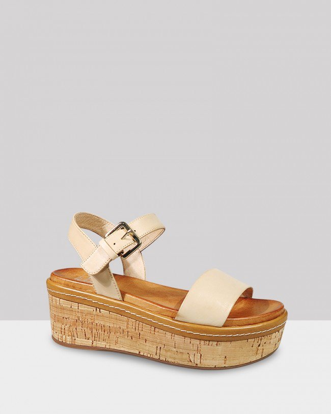 Wittner Ruben Nude Leather Cork Flatform Sandal