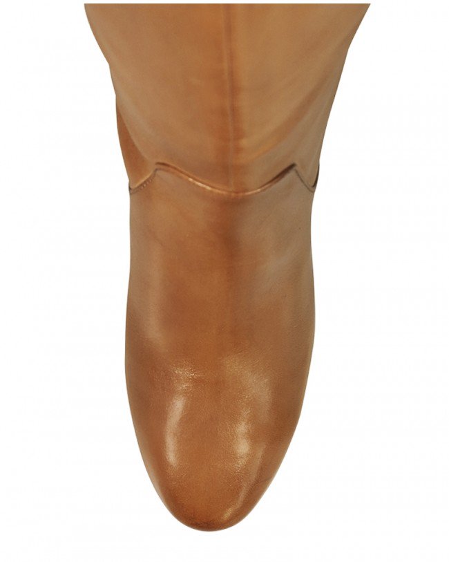 Wittner Andrei Tan Leather Block Heel Knee High Boot