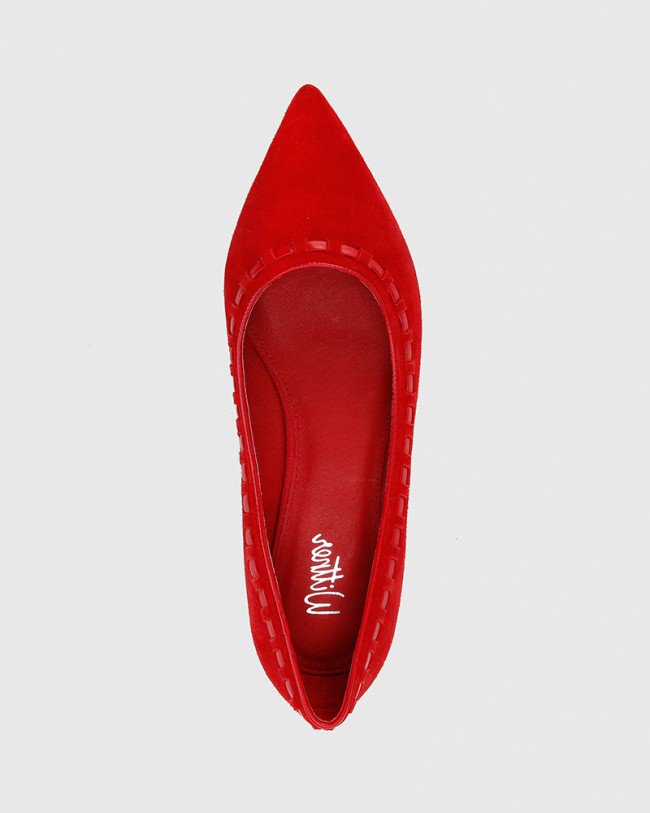 Wittner Mallory Red Suede Leather Pointed Toe Loafer