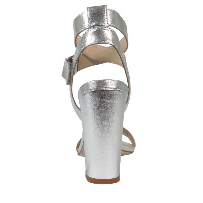 Wittner Ralexx Silver Leather Open Toe Block Heel