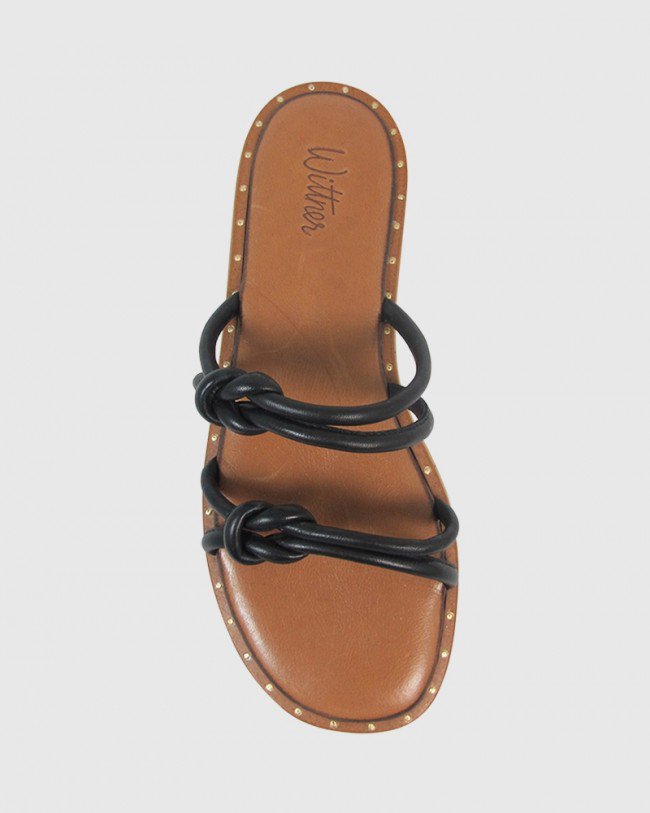 Wittner Kendrick Black Leather Flat Slide