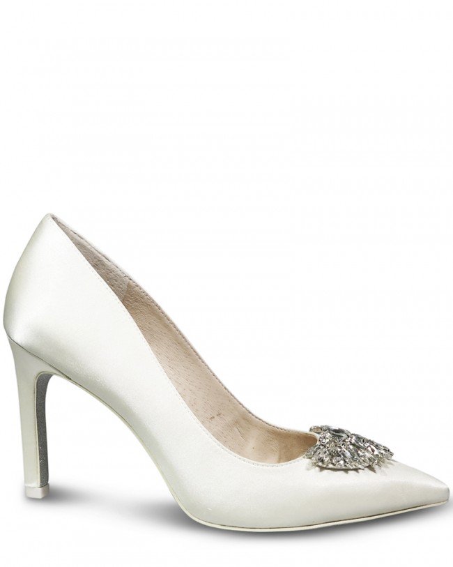 Wittner Henshaw Cream Satin Embelished Stiletto Heel