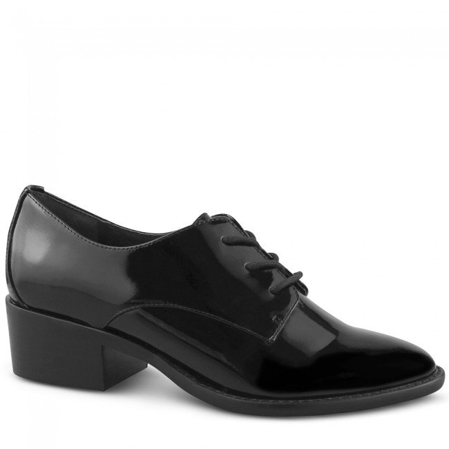 Wittner Farris Black Patent Block Heel Brogue