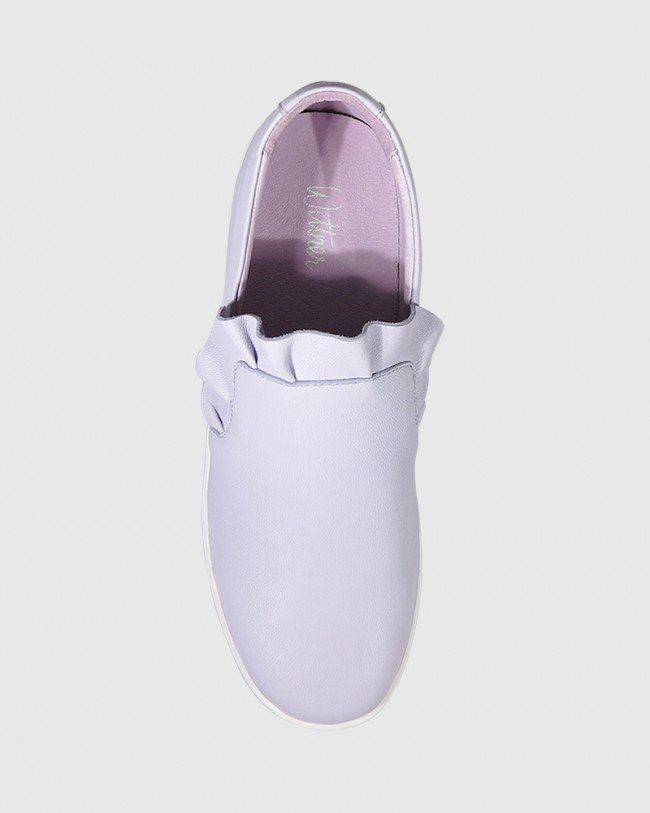 Wittner Anner Lilac Leather Ruffle Detail Sneaker