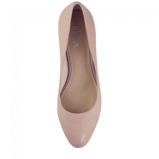Wittner Monte Nude Leather Round Toe Block Heel