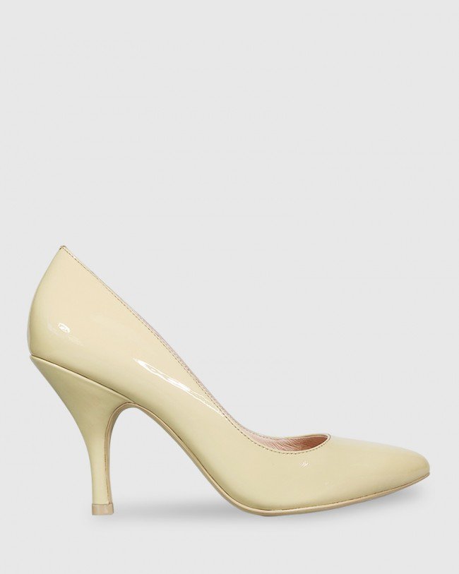 Wittner Julienne Honey Patent Almond Toe Mid Heel