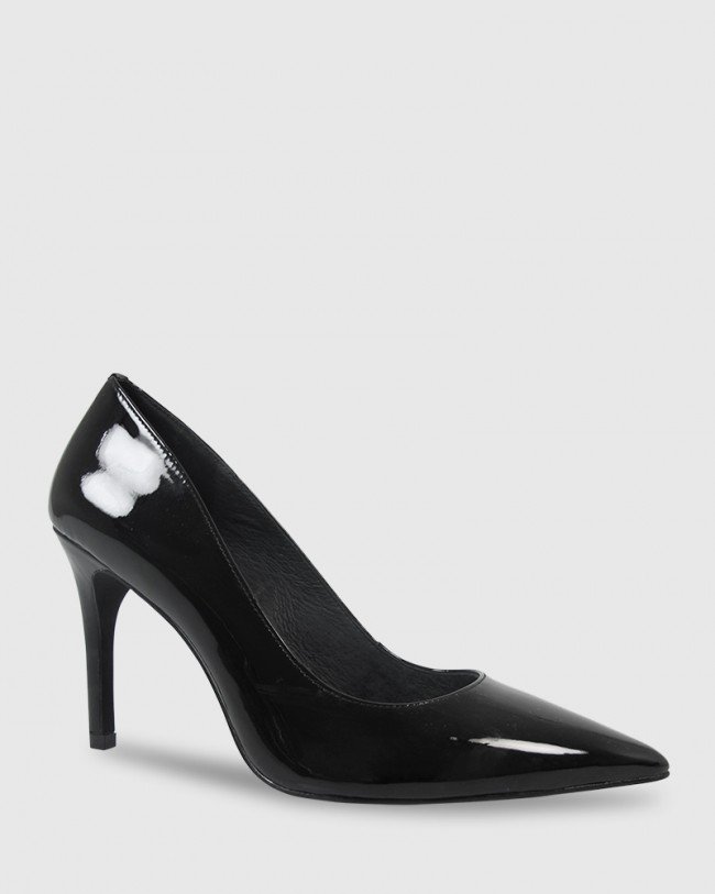 Wittner Harman Black Patent Pointed Toe Stiletto Heel