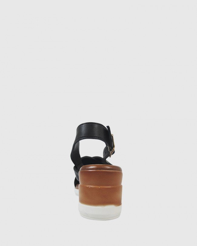 Wittner Kila Black Leather Slingback Wedge