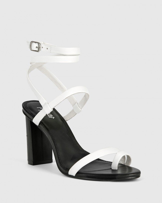 Wittner Regeena White Leather Block Heel Sandal