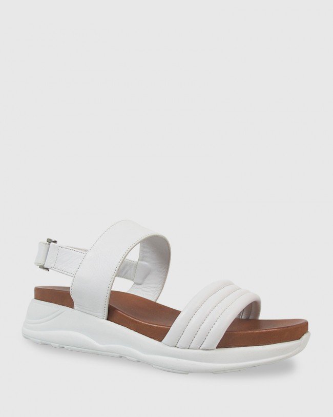 Wittner Kenya White Leather Open Toe Flatform Sandal