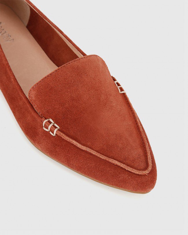 Wittner Packer Rust Suede Leather Flat Point Toe
