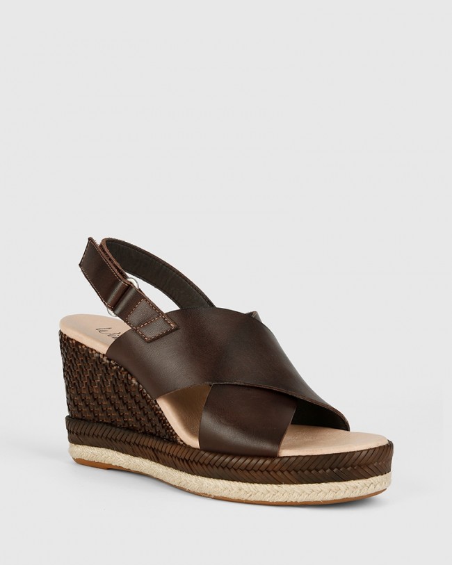 Wittner Violas Chocolate Brown Leather Slingback Wedge