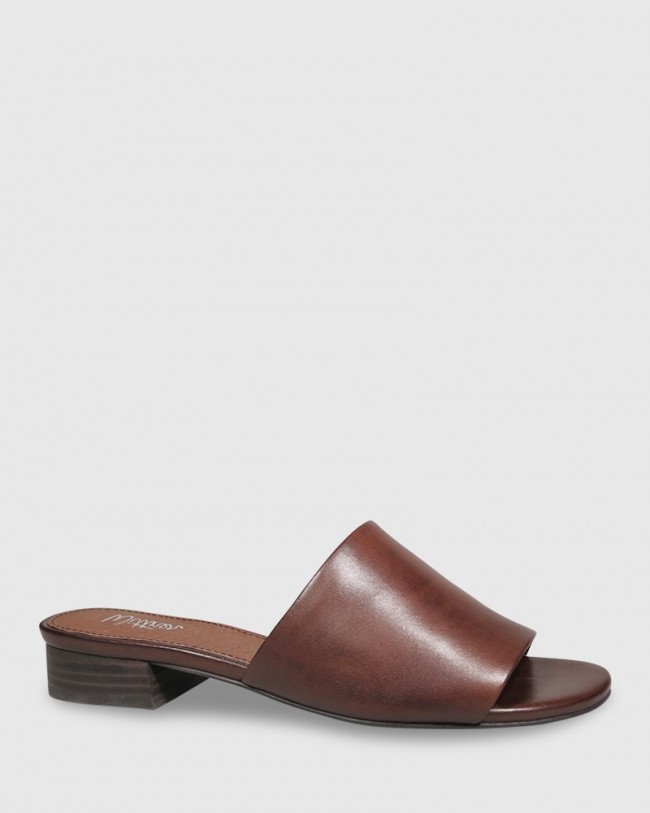 Wittner Bowman Dark Brown Leather Open Toe Slide
